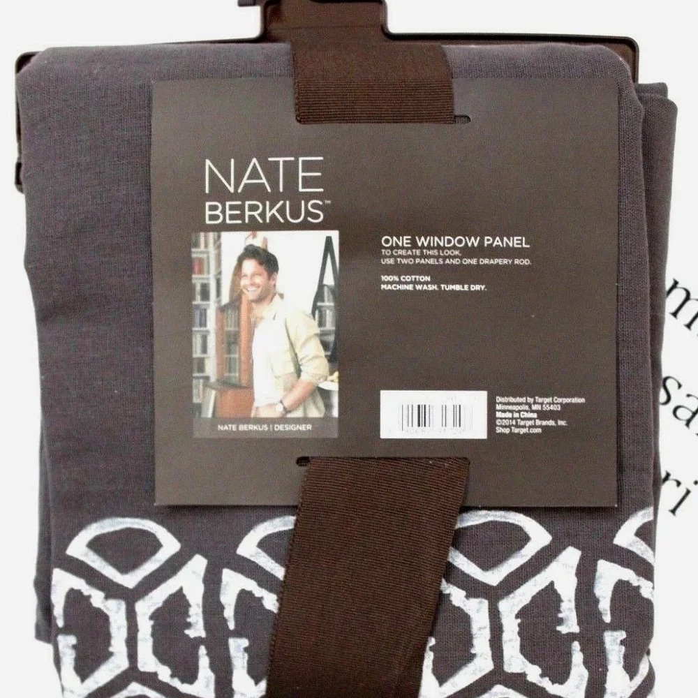 Nate Berkus Gray Batik Cotton One Window Treatment Panel